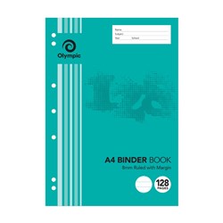 OLYMPIC BINDER BOOK A4 8mm Ruled 128 Pages