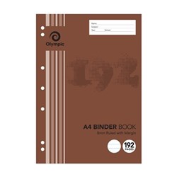 OLYMPIC BINDER BOOK A4 8mm Ruled 192 Pages