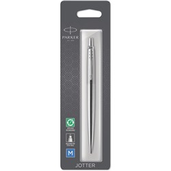 PARKER JOTTER BALLPOINT PEN Chrome Trim Stainless Steel Blue