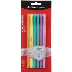 ARTLINE SUPREME FINELINER PENS 0.6mm Pastel Ass Colours PKT6