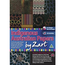 ZART PRINTED PAPER EIGHT Indigenous Designs A4 Pack of 40