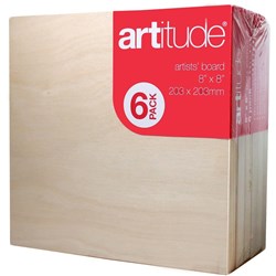 ARTITUDE CANVAS 8 x 8 Inch Thin Edge Board Pack of 6