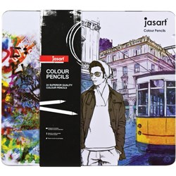 JASART DESIGNER PENCILS COLOURED TIN24