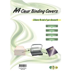 GOLD SOVEREIGN HEAVY DUTY Binding Covers 200 micron A4 Clear Pack of 100 - Gloss