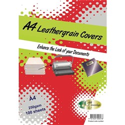 GOLD SOVEREIGN LEATHERGRAIN Binding Cover White Pack of 100