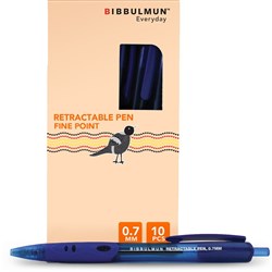 BIBBULMUN RETRACTABLE Ballpoint Pen Blue Pack of 10