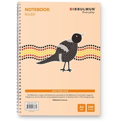 BIBBULMUN SPIRAL NOTEBOOK 7MM A4 240 Pages Side Bound Ruled