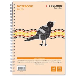 BIBBULMUN SPIRAL NOTEBOOK 7MM A5 200 Pages Side Bound Ruled